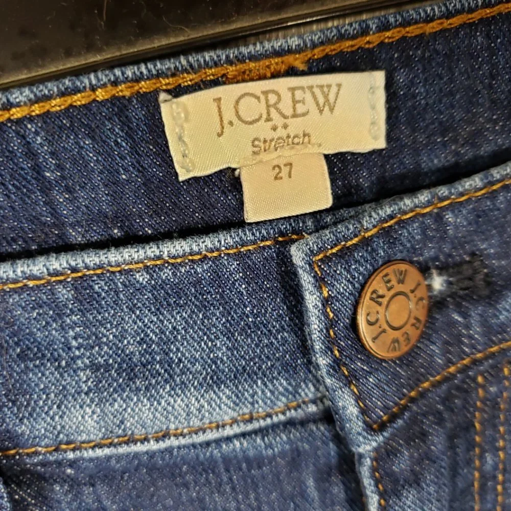 J. Crew Factory Size 27‎ Women's Blue Distressed Ripped Jeans Mid Rise